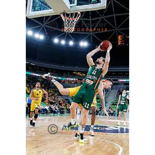 in action during BKT EuroCup 2025-2026 basketball match between Cedevita Olimpija (SLO) and Aris Thessaloniki Betsson (GRE) in SRC Stozice, Ljubljana, Slovenia on October 14, 2025