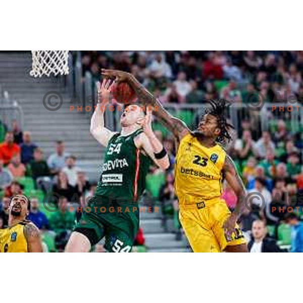 in action during BKT EuroCup 2025-2026 basketball match between Cedevita Olimpija (SLO) and Aris Thessaloniki Betsson (GRE) in SRC Stozice, Ljubljana, Slovenia on October 14, 2025