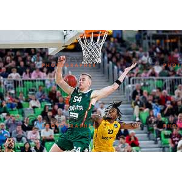 in action during BKT EuroCup 2025-2026 basketball match between Cedevita Olimpija (SLO) and Aris Thessaloniki Betsson (GRE) in SRC Stozice, Ljubljana, Slovenia on October 14, 2025