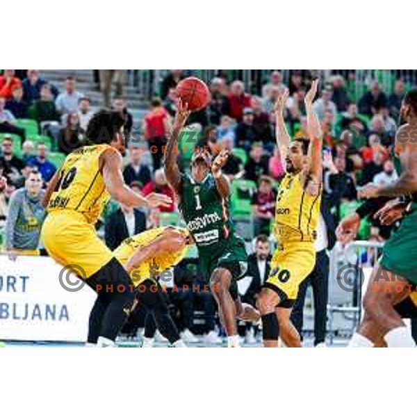 in action during BKT EuroCup 2025-2026 basketball match between Cedevita Olimpija (SLO) and Aris Thessaloniki Betsson (GRE) in SRC Stozice, Ljubljana, Slovenia on October 14, 2025
