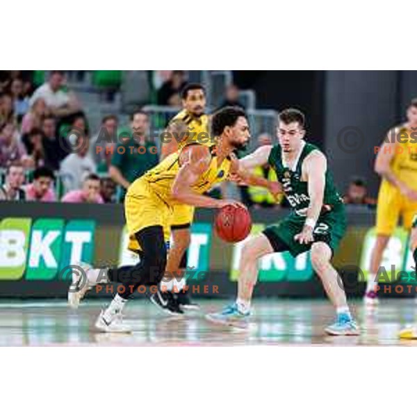 in action during BKT EuroCup 2025-2026 basketball match between Cedevita Olimpija (SLO) and Aris Thessaloniki Betsson (GRE) in SRC Stozice, Ljubljana, Slovenia on October 14, 2025