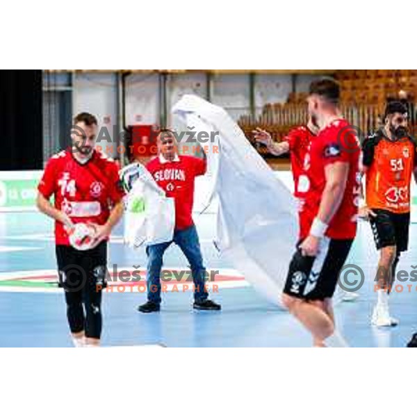 in action during EHF European League Men 2025/26 match between LL Grosist Slovan (SLO) and Minaur Baia Mare (ROM) in Tivoli Hall, Ljubljana, Slovenia on October 14, 2025