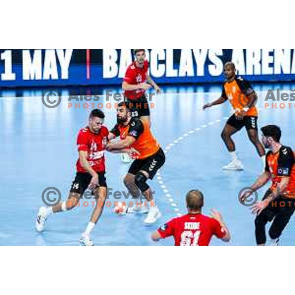 Leon Ljevar in action during EHF European League Men 2025/26 match between LL Grosist Slovan (SLO) and Minaur Baia Mare (ROM) in Tivoli Hall, Ljubljana, Slovenia on October 14, 2025