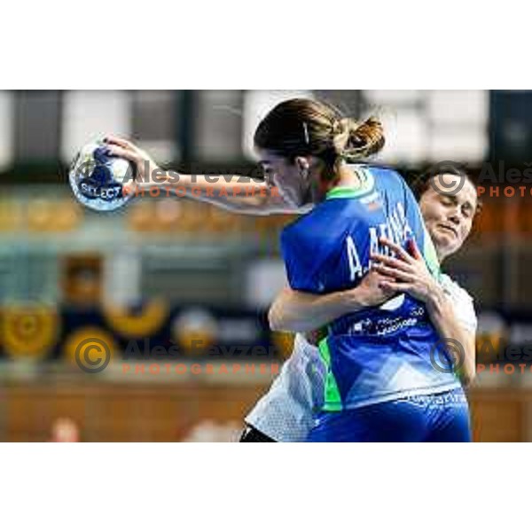 Ana Abina in action during European Championship Women 2026 Qualifiers handball match between Slovenia and Belgium in Arena Bonifika, Koper, Slovenia on October 15, 2025