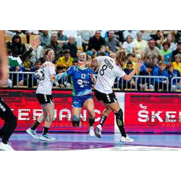 Nusa Fegic in action during European Championship Women 2026 Qualifiers handball match between Slovenia and Belgium in Arena Bonifika, Koper, Slovenia on October 15, 2025