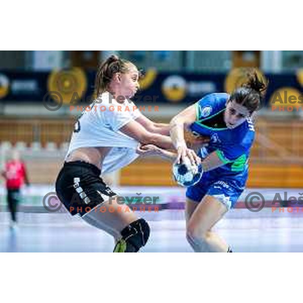 Ema Hrvatin in action during European Championship Women 2026 Qualifiers handball match between Slovenia and Belgium in Arena Bonifika, Koper, Slovenia on October 15, 2025