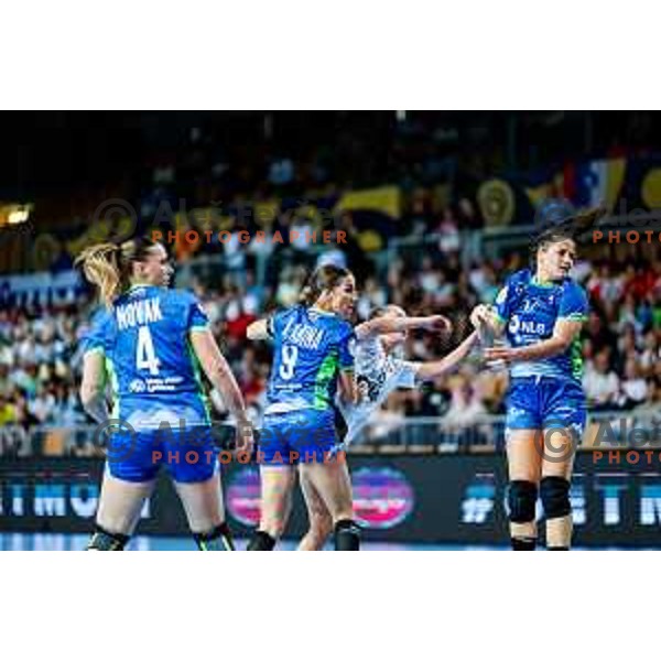 Ana Abina in action during European Championship Women 2026 Qualifiers handball match between Slovenia and Belgium in Arena Bonifika, Koper, Slovenia on October 15, 2025