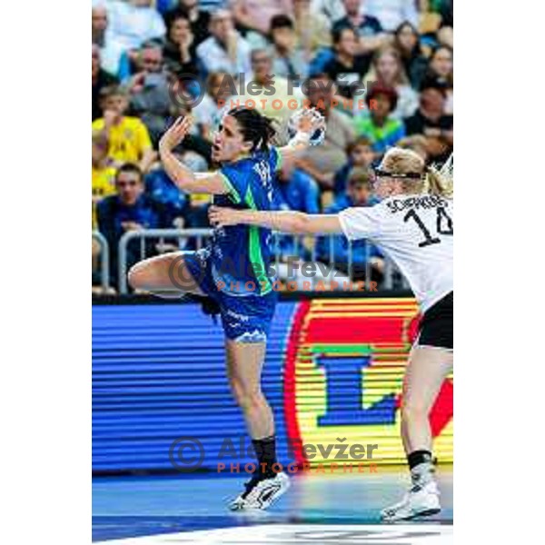 Ema Hrvatin in action during European Championship Women 2026 Qualifiers handball match between Slovenia and Belgium in Arena Bonifika, Koper, Slovenia on October 15, 2025