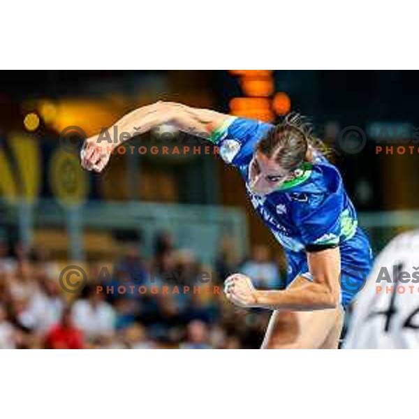 Ana Abina in action during European Championship Women 2026 Qualifiers handball match between Slovenia and Belgium in Arena Bonifika, Koper, Slovenia on October 15, 2025