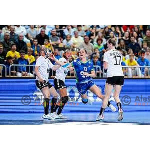 Nusa Fegic in action during European Championship Women 2026 Qualifiers handball match between Slovenia and Belgium in Arena Bonifika, Koper, Slovenia on October 15, 2025
