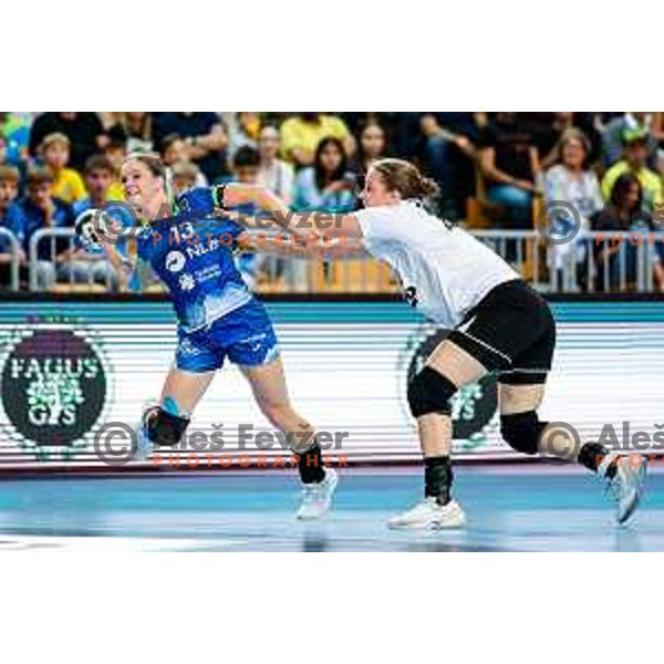 Nusa Fegic in action during European Championship Women 2026 Qualifiers handball match between Slovenia and Belgium in Arena Bonifika, Koper, Slovenia on October 15, 2025
