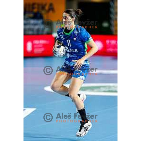 Ema Hrvatin in action during European Championship Women 2026 Qualifiers handball match between Slovenia and Belgium in Arena Bonifika, Koper, Slovenia on October 15, 2025
