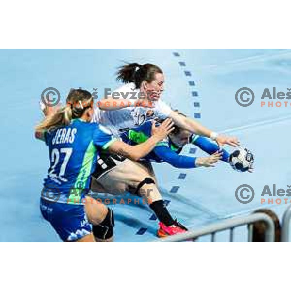 in action during European Championship Women 2026 Qualifiers handball match between Slovenia and Belgium in Arena Bonifika, Koper, Slovenia on October 15, 2025