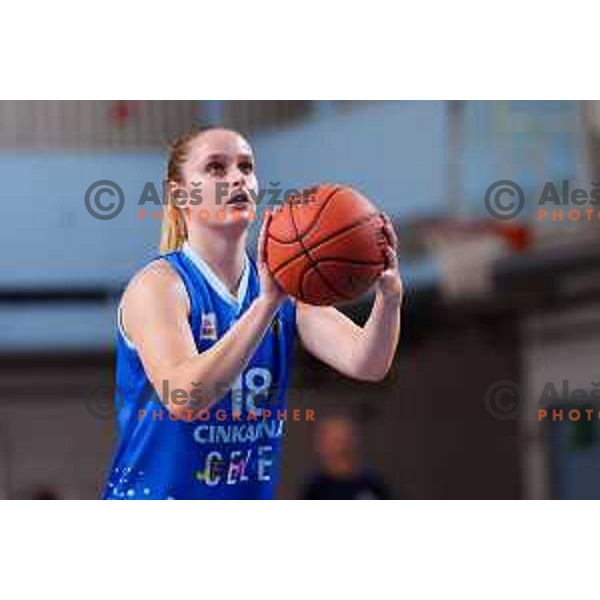 Maja Uranker of Cinkarna Celje in action during 1.SKL League 2025/2026 basketball match between Jezica and Cinkarna Celje in Ljubljana, Slovenia on October 15, 2025. Photo: Filip Barbalic