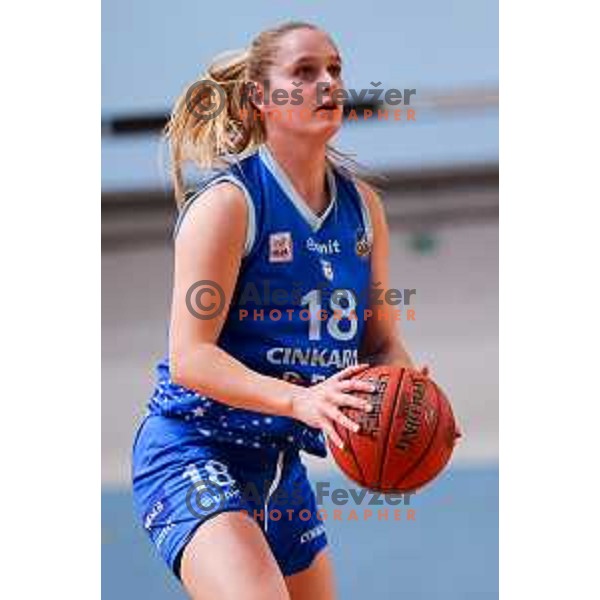 Maja Uranker of Cinkarna Celje in action during 1.SKL League 2025/2026 basketball match between Jezica and Cinkarna Celje in Ljubljana, Slovenia on October 15, 2025. Photo: Filip Barbalic