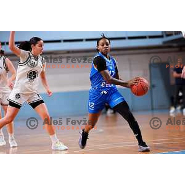Shawnta Grenetta Shaw of Cinkarna Celje in action during 1.SKL League 2025/2026 basketball match between Jezica and Cinkarna Celje in Ljubljana, Slovenia on October 15, 2025. Photo: Filip Barbalic