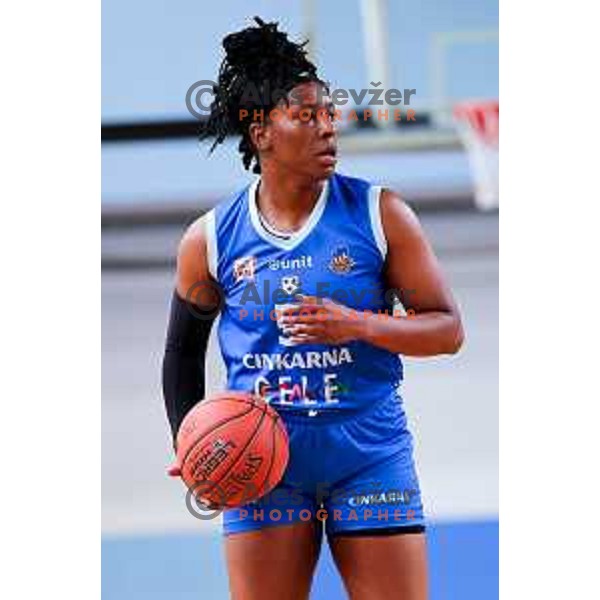 Yaubryon Alexis Chambers of Cinkarna Celje in action during 1.SKL League 2025/2026 basketball match between Jezica and Cinkarna Celje in Ljubljana, Slovenia on October 15, 2025. Photo: Filip Barbalic