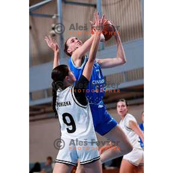 Marusa Senicar of Cinkarna Celje in action during 1.SKL League 2025/2026 basketball match between Jezica and Cinkarna Celje in Ljubljana, Slovenia on October 15, 2025. Photo: Filip Barbalic