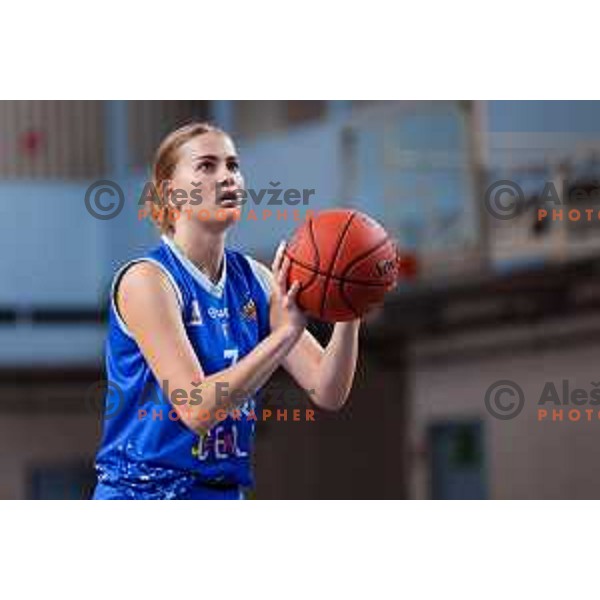 Romana Jelenc of Cinkarna Celje in action during 1.SKL League 2025/2026 basketball match between Jezica and Cinkarna Celje in Ljubljana, Slovenia on October 15, 2025. Photo: Filip Barbalic