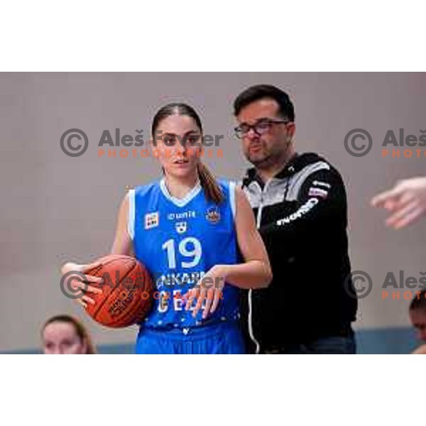 Kim Zibert of Cinkarna Celje in action during 1.SKL League 2025/2026 basketball match between Jezica and Cinkarna Celje in Ljubljana, Slovenia on October 15, 2025. Photo: Filip Barbalic