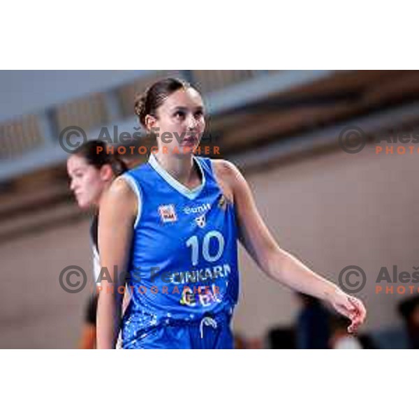 Zoja Stirn of Cinkarna Celje in action during 1.SKL League 2025/2026 basketball match between Jezica and Cinkarna Celje in Ljubljana, Slovenia on October 15, 2025. Photo: Filip Barbalic