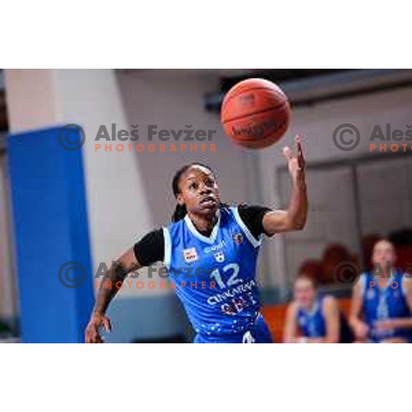 Shawnta Grenetta Shaw of Cinkarna Celje in action during 1.SKL League 2025/2026 basketball match between Jezica and Cinkarna Celje in Ljubljana, Slovenia on October 15, 2025. Photo: Filip Barbalic