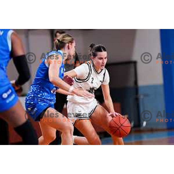 Tina Tomsic of Jezica in action during 1.SKL League 2025/2026 basketball match between Jezica and Cinkarna Celje in Ljubljana, Slovenia on October 15, 2025. Photo: Filip Barbalic