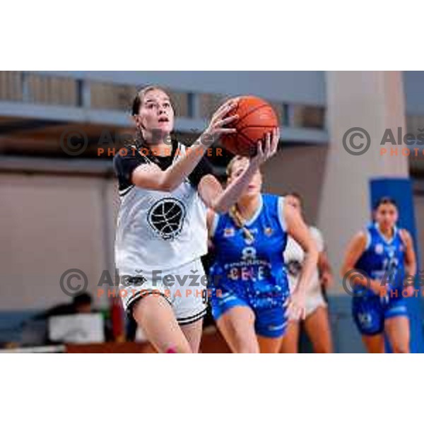 Julija Pokleka of Jezica in action during 1.SKL League 2025/2026 basketball match between Jezica and Cinkarna Celje in Ljubljana, Slovenia on October 15, 2025. Photo: Filip Barbalic