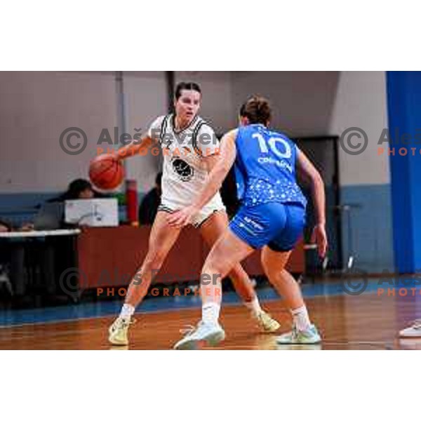 Tina Tomsic of Jezica in action during 1.SKL League 2025/2026 basketball match between Jezica and Cinkarna Celje in Ljubljana, Slovenia on October 15, 2025. Photo: Filip Barbalic