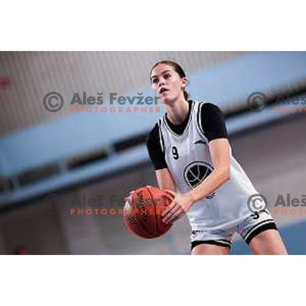 Julija Pokleka of Jezica in action during 1.SKL League 2025/2026 basketball match between Jezica and Cinkarna Celje in Ljubljana, Slovenia on October 15, 2025. Photo: Filip Barbalic