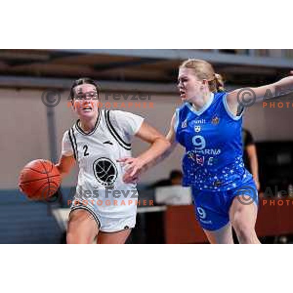 Tina Tomsic of Jezica in action during 1.SKL League 2025/2026 basketball match between Jezica and Cinkarna Celje in Ljubljana, Slovenia on October 15, 2025. Photo: Filip Barbalic