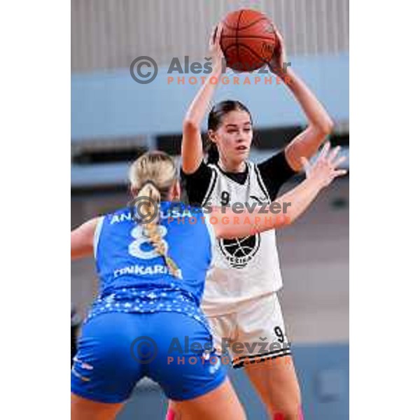 Julija Pokleka of Jezica in action during 1.SKL League 2025/2026 basketball match between Jezica and Cinkarna Celje in Ljubljana, Slovenia on October 15, 2025. Photo: Filip Barbalic