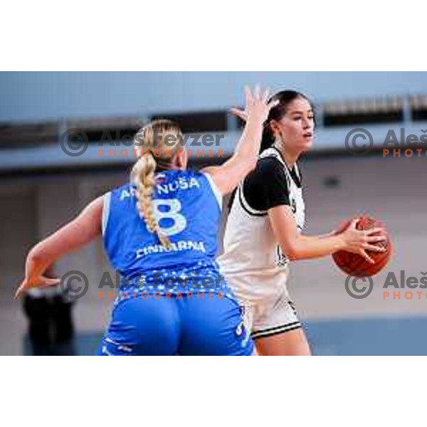 Julija Pokleka of Jezica in action during 1.SKL League 2025/2026 basketball match between Jezica and Cinkarna Celje in Ljubljana, Slovenia on October 15, 2025. Photo: Filip Barbalic