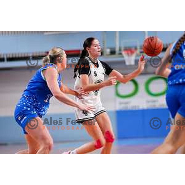 Julija Pokleka of Jezica in action during 1.SKL League 2025/2026 basketball match between Jezica and Cinkarna Celje in Ljubljana, Slovenia on October 15, 2025. Photo: Filip Barbalic