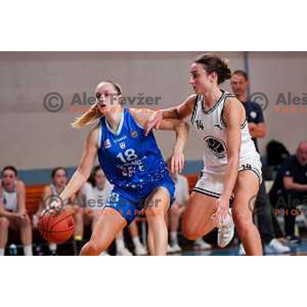 Maja Uranker of Cinkarna Celje in action during 1.SKL League 2025/2026 basketball match between Jezica and Cinkarna Celje in Ljubljana, Slovenia on October 15, 2025. Photo: Filip Barbalic