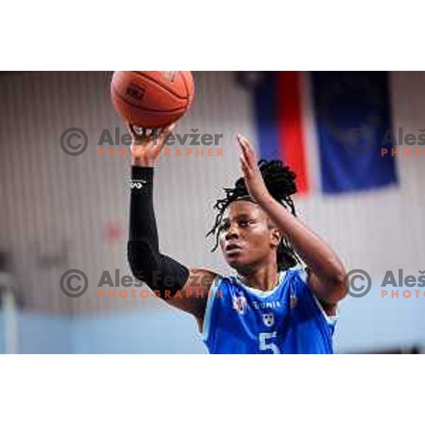 Yaubryon Alexis Chambers of Cinkarna Celje in action during 1.SKL League 2025/2026 basketball match between Jezica and Cinkarna Celje in Ljubljana, Slovenia on October 15, 2025. Photo: Filip Barbalic