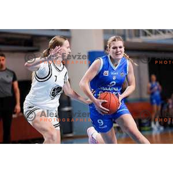 Nika Ocvirk of Cinkarna Celje in action during 1.SKL League 2025/2026 basketball match between Jezica and Cinkarna Celje in Ljubljana, Slovenia on October 15, 2025. Photo: Filip Barbalic