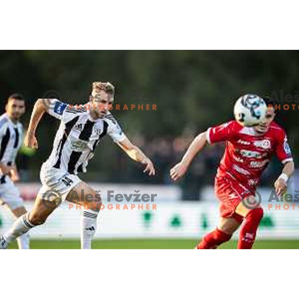 Raphael Hofer in action during Prva liga Telemach 2025/26 football match between NK Aluminij and NK Mura in Sportni park Kidricevo, Slovenia on October 17, 2025. Photo: Jure Banfi