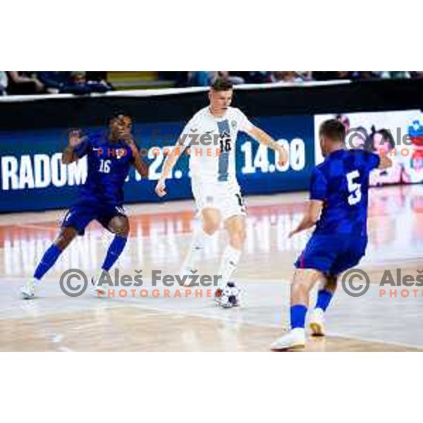 Jure Suban of Slovenia in action during Futsal Friendly match between Slovenia and Croatia in Dvorana Kodeljevo, Ljubljana, Slovenia on October 17, 2025. Photo: Filip Barbalic