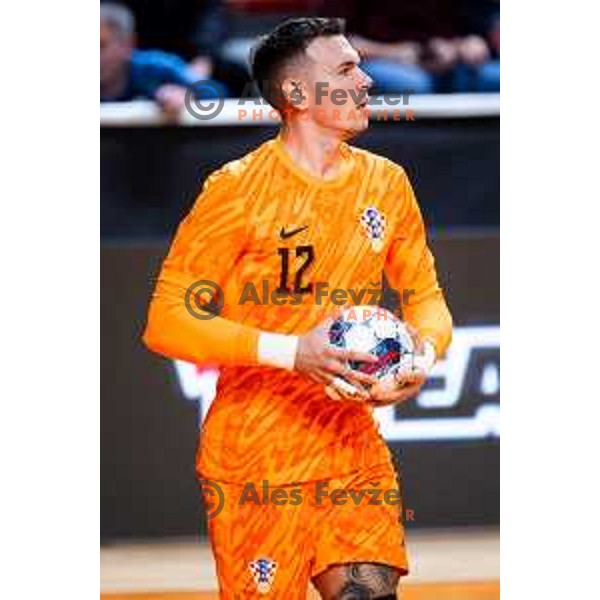 Vinko Rozga of Croatia in action during Futsal Friendly match between Slovenia and Croatia in Dvorana Kodeljevo, Ljubljana, Slovenia on October 17, 2025. Photo: Filip Barbalic