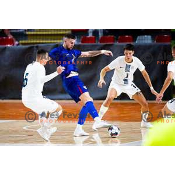 Luka Peric of Croatia in action during Futsal Friendly match between Slovenia and Croatia in Dvorana Kodeljevo, Ljubljana, Slovenia on October 17, 2025. Photo: Filip Barbalic