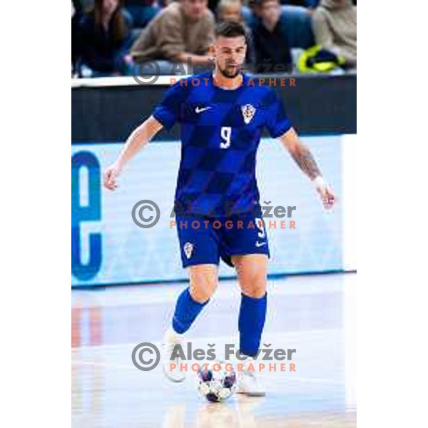 Luka Peric of Croatia in action during Futsal Friendly match between Slovenia and Croatia in Dvorana Kodeljevo, Ljubljana, Slovenia on October 17, 2025. Photo: Filip Barbalic