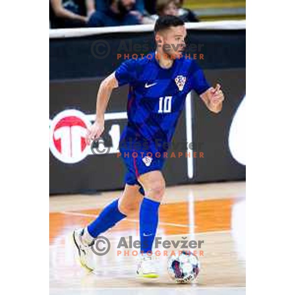 Josip Jurlina of Croatia in action during Futsal Friendly match between Slovenia and Croatia in Dvorana Kodeljevo, Ljubljana, Slovenia on October 17, 2025. Photo: Filip Barbalic