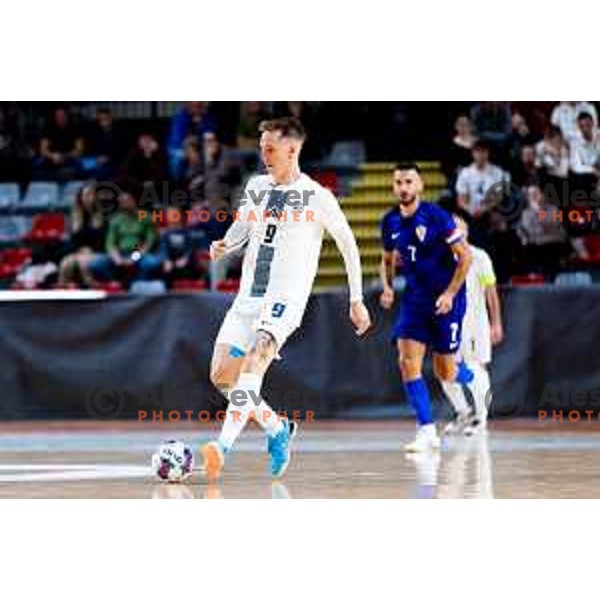 Jeremy Bukovec of Slovenia in action during Futsal Friendly match between Slovenia and Croatia in Dvorana Kodeljevo, Ljubljana, Slovenia on October 17, 2025. Photo: Filip Barbalic