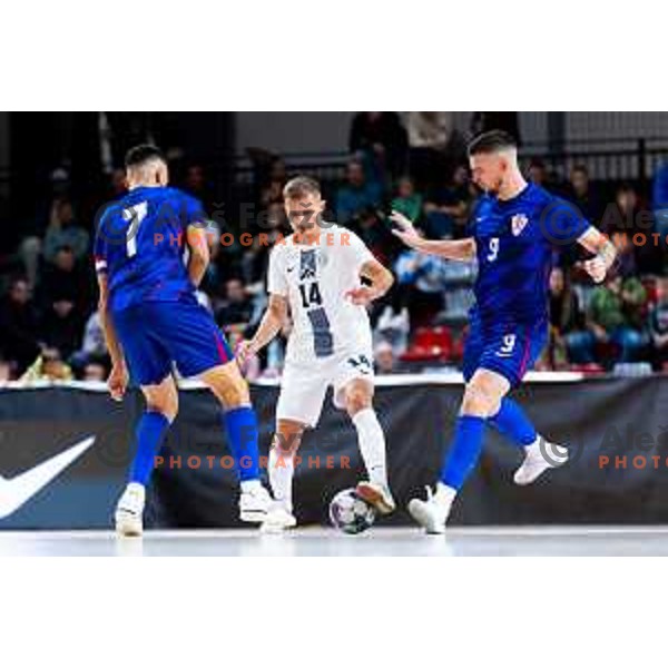 Matej Fidersek of Slovenia in action during Futsal Friendly match between Slovenia and Croatia in Dvorana Kodeljevo, Ljubljana, Slovenia on October 17, 2025. Photo: Filip Barbalic