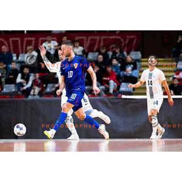 Josip Jurlina of Croatia in action during Futsal Friendly match between Slovenia and Croatia in Dvorana Kodeljevo, Ljubljana, Slovenia on October 17, 2025. Photo: Filip Barbalic
