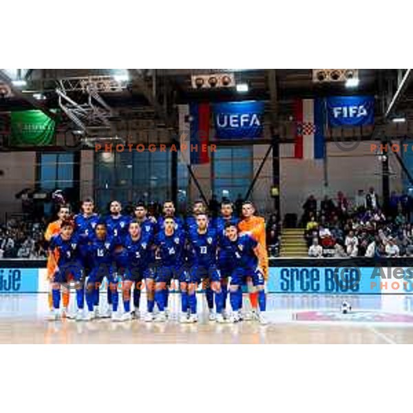 Players of Croatia prior to the Futsal Friendly match between Slovenia and Croatia in Dvorana Kodeljevo, Ljubljana, Slovenia on October 17, 2025. Photo: Filip Barbalic