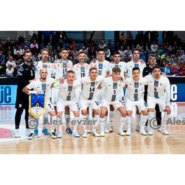 Players of Slovenia prior to the Futsal Friendly match between Slovenia and Croatia in Dvorana Kodeljevo, Ljubljana, Slovenia on October 17, 2025. Photo: Filip Barbalic