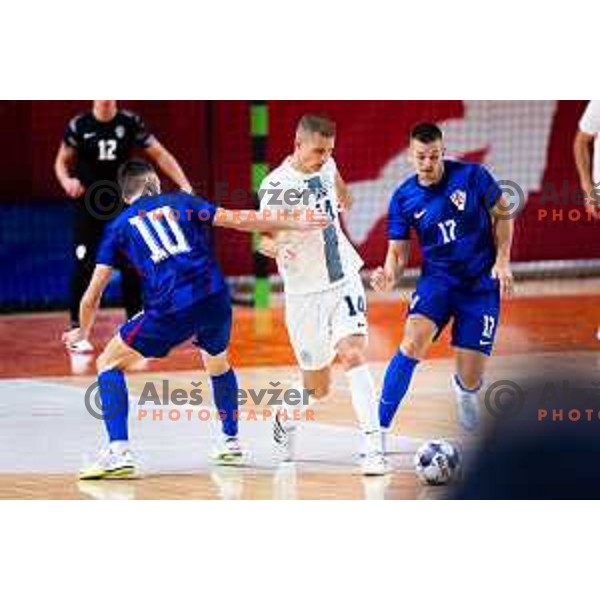 Matej Fidersek of Slovenia in action during Futsal Friendly match between Slovenia and Croatia in Dvorana Kodeljevo, Ljubljana, Slovenia on October 17, 2025. Photo: Filip Barbalic