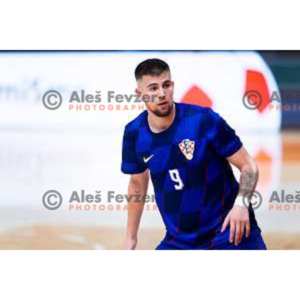 Luka Peric of Croatia in action during Futsal Friendly match between Slovenia and Croatia in Dvorana Kodeljevo, Ljubljana, Slovenia on October 17, 2025. Photo: Filip Barbalic